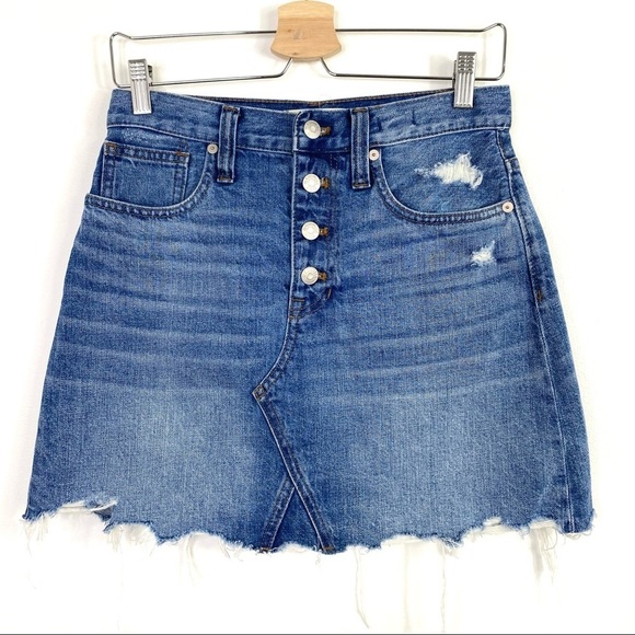 Madewell Rigid Denim A-Line Mini Skirt Button Fly - Picture 4 of 9